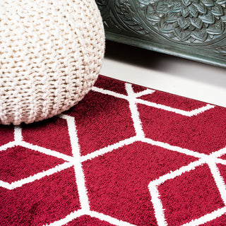 Tumbling Blocks Modern Geometric Red/White 8'x10' Area Rug