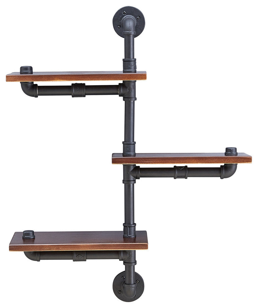 3-Tier Industrial Wall Pipe Shelving Unit