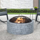 Sunjoy Stone 26" Round Wood Burning Firepit for Outside, Stone Gray