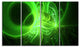 Bright Green Designs on Black, Abstract Wall Art Canvas, 48"x28", 4 Panels