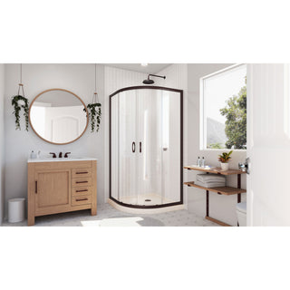 Prime 36x74 3/4 Clear Glass Sliding Shower Enclosure Oil Rubbed Bronze, Biscuit