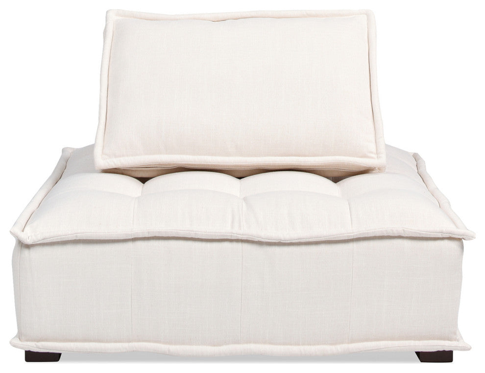 Arwen 42" Square Modular Pillow-Back Lounge Chair, Beige Linen