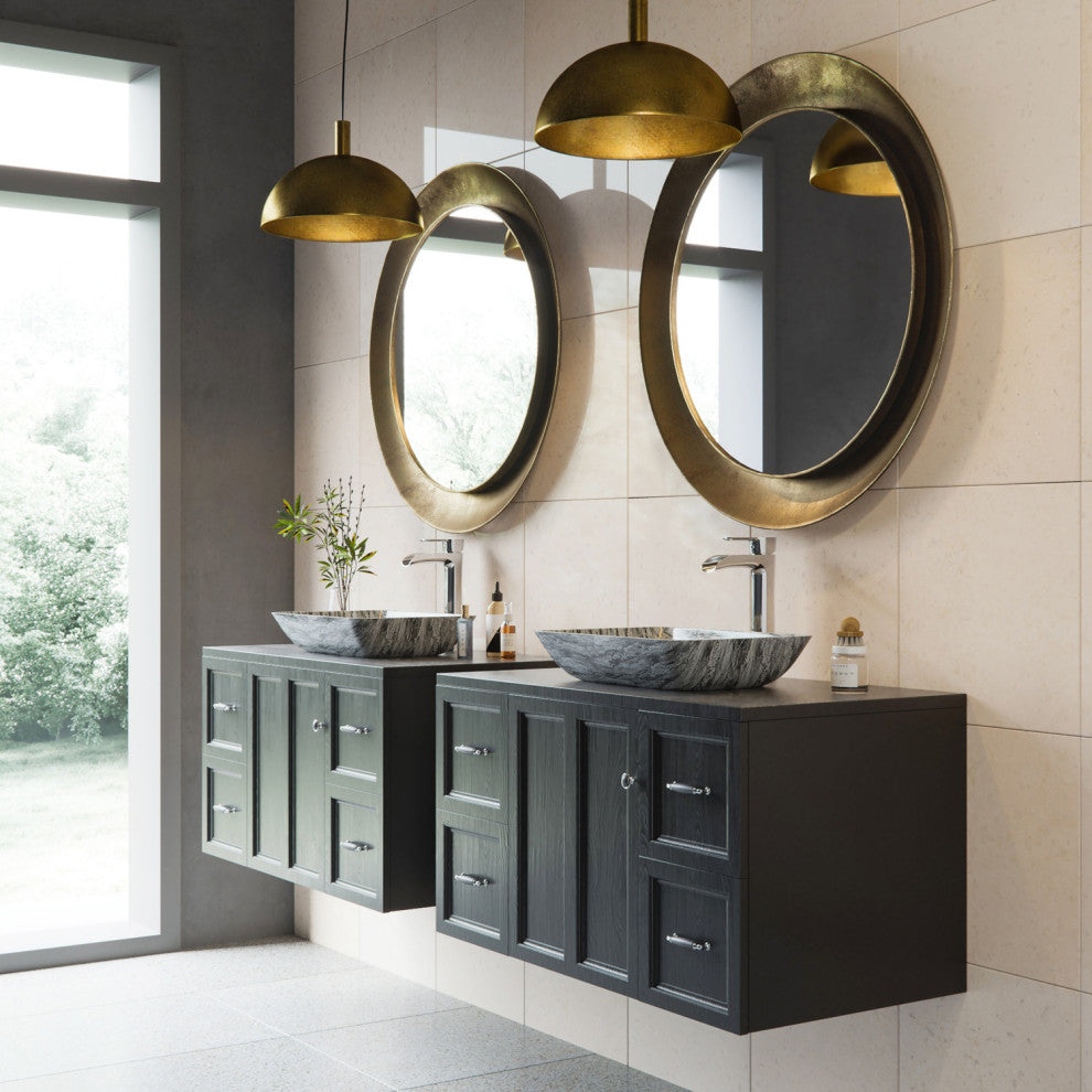VIGO Donatello 18"L x 13"W x 4"H Glass Rectangular Vessel Bathroom Sink in Gray