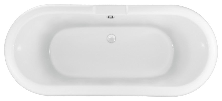 67" Streamline N1121GLD-WH Clawfoot Tub and Tray With External Drain