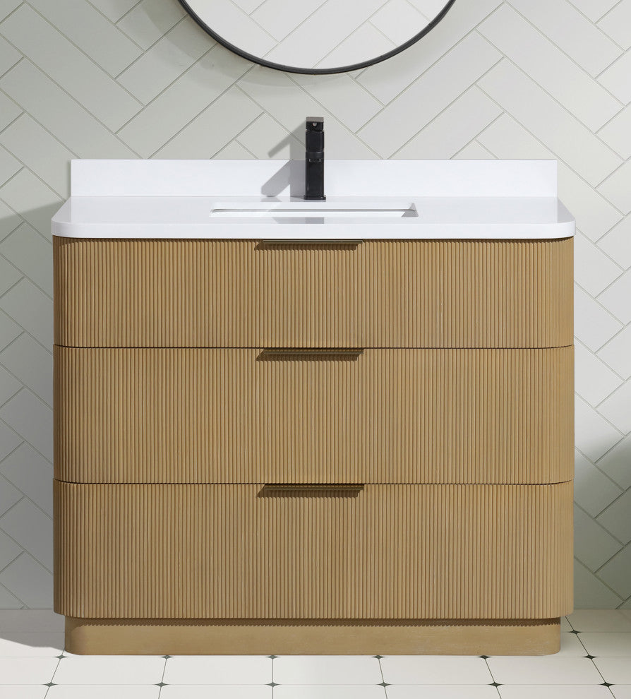 Ari Kitchen and Bath Calamigo 42" Freestanding Bathroom Vanity Oak