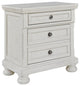 Benzara BM283314 30" Casual Nightstand, Wood, 2 Drawers, Pull Out Tray, White