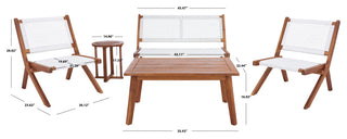 Safavieh Kobina 5 Piece Outdoor Living Set, Natural/White