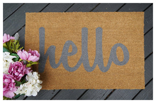 Calloway Mills Script Hello Doormats, Grey/ Natural, 17" X 29" X 0.60"
