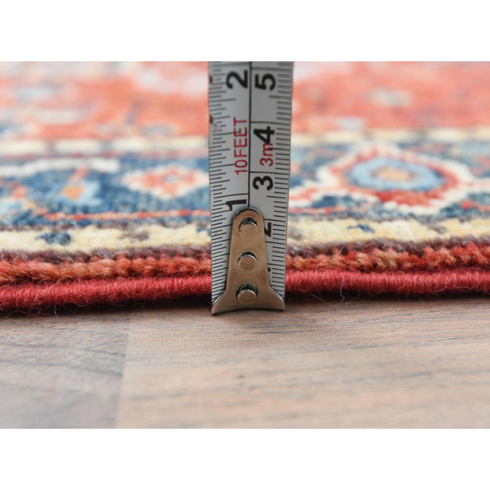 Tomato Red, Serapi Heriz Design, Pure Wool Hand Knotted Mat Rug, 2'0"x2'10"