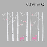 Birch Tree with Bird and Deer Wall Decals, Scheme C, Large