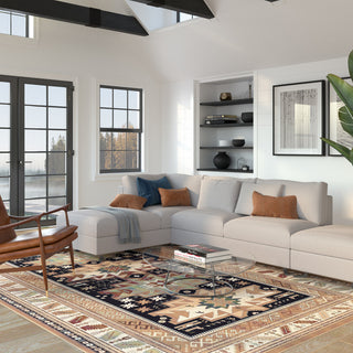 Sonoma Gypsy Rust, Black, Ivory, Aqua Viscose Area Rug
