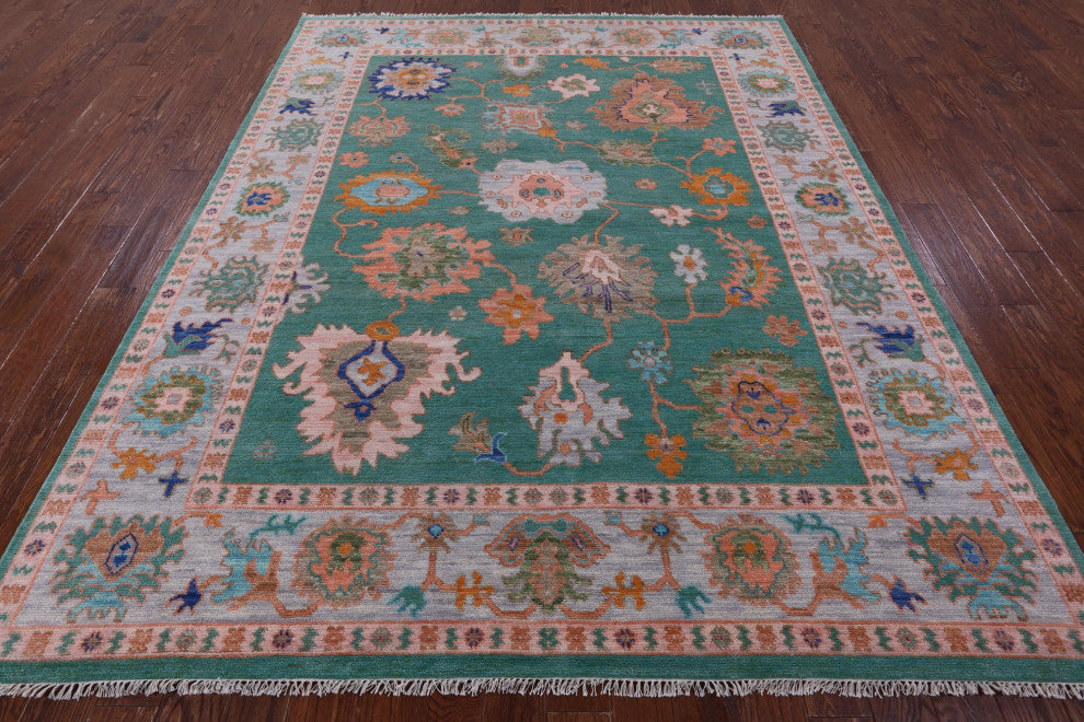 8' 1" X 10' 0" Hand Knotted Turkish Oushak Wool Rug - Q13613