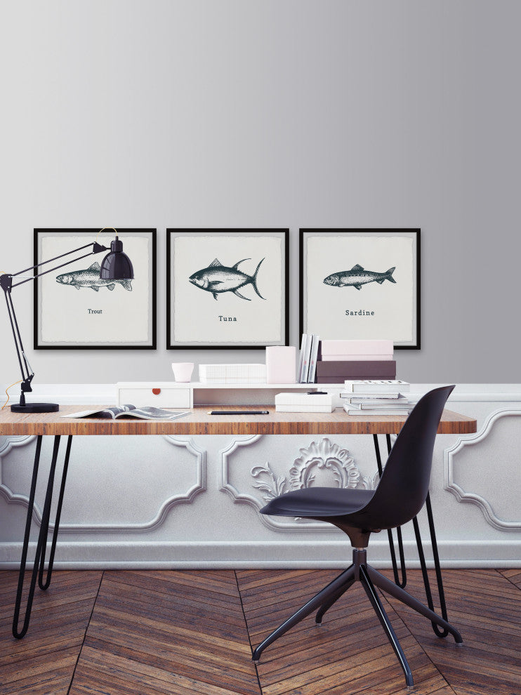 Trout and Tuna Triptych, 3-Piece Set, 32x32 Panels