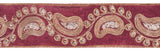 2.5" X 5Yd Gold Seq Paisley Burgundy