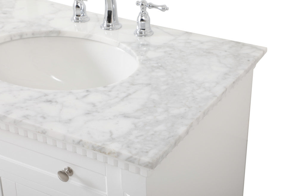 Home Living 21.5" Transitional Black-Light Bathroom Vanity, White, 72