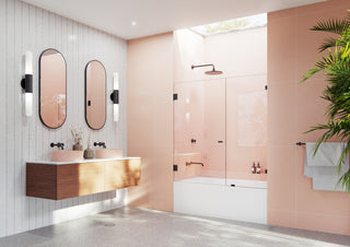 58.25"x66" Frameless Shower Bath Door Wall Hinge, Matte Black