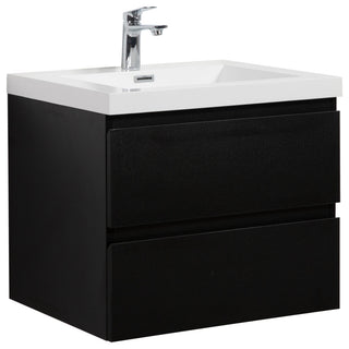 Aurora Wall Mount Vanity, White Acrylic Top, Matte Midnight Black, 30"