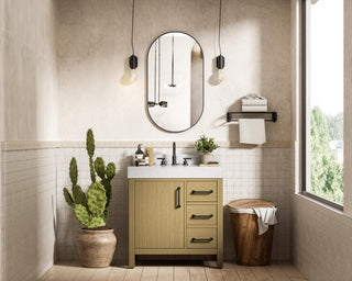 Home Living 32" Single Bathroom Vanity, Honey Brown With Backsplash