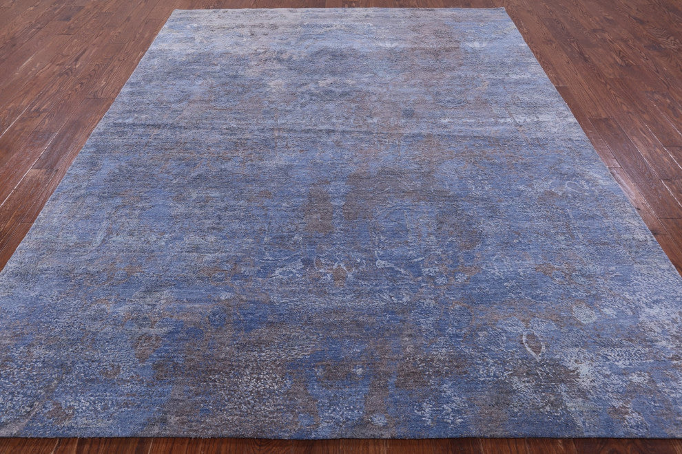 7' 11" X 10' 0" Wool and Silk Modern Handmade Rug Q9045