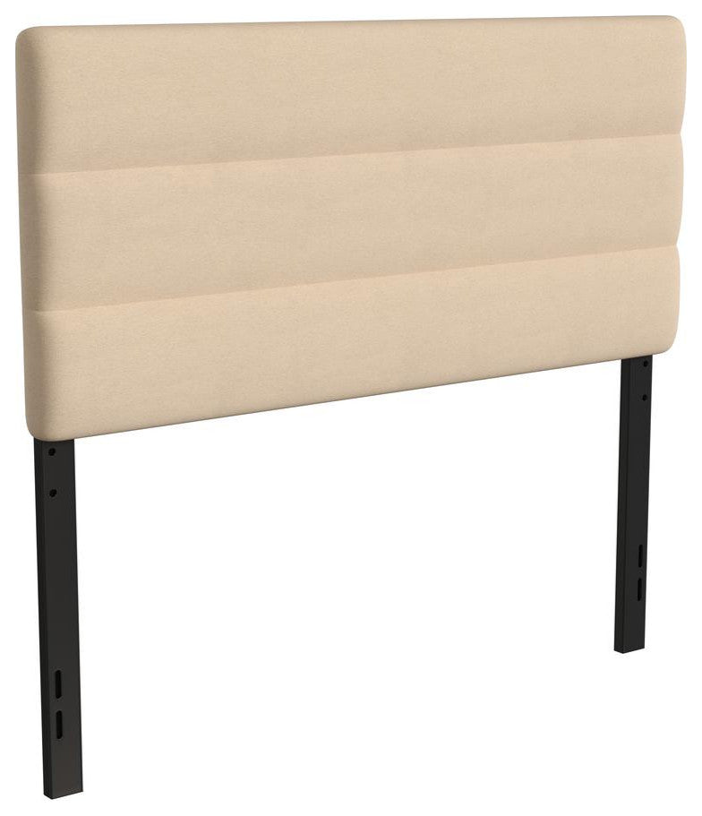 Paxton Stitched Upholstered Adjustable Height Headboard, Cream, Full