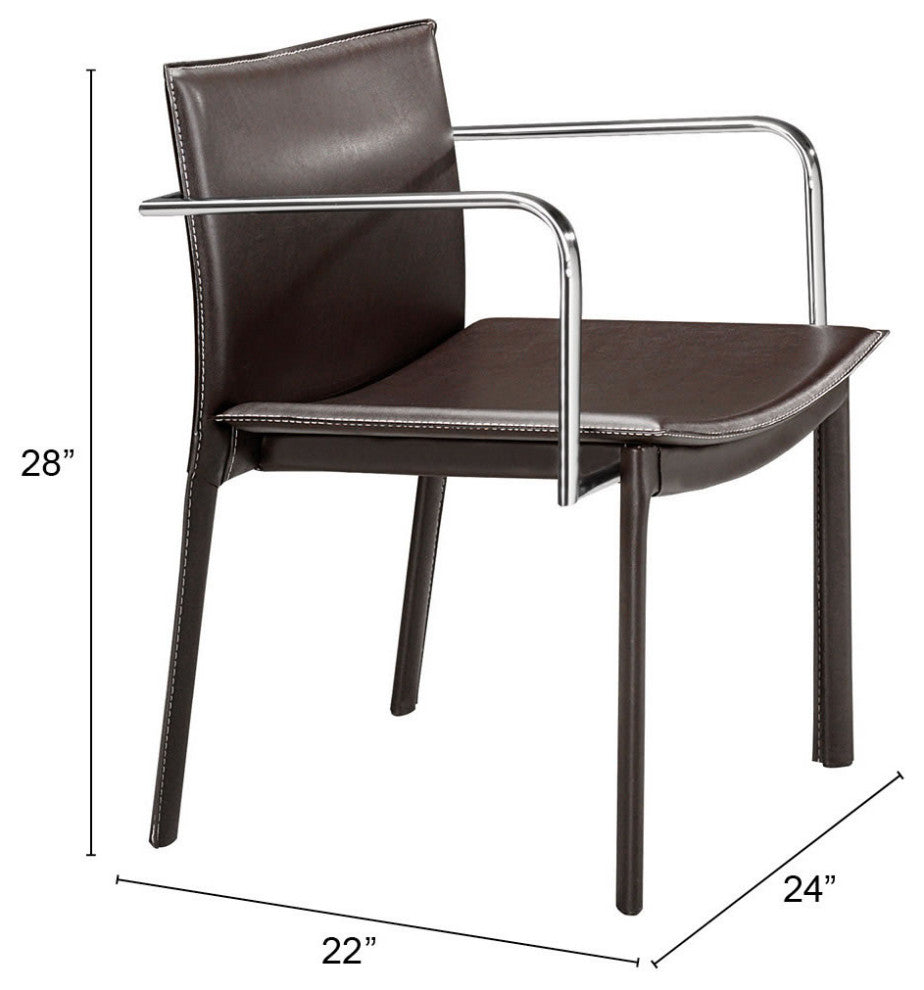 Office Chair, Set of 2, Faux Vinyl Leather, Brown Black, Chrome, Home Business