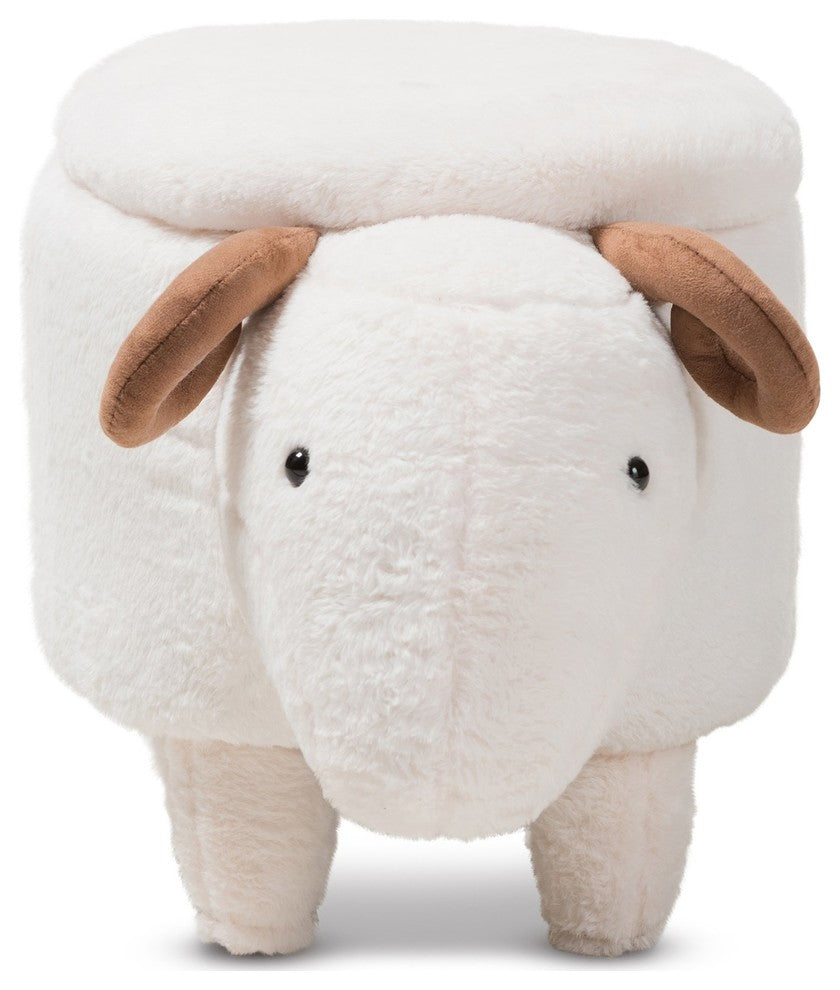 Pecora Contemporary Wool Upholstered Sheep Storage Ottoman
