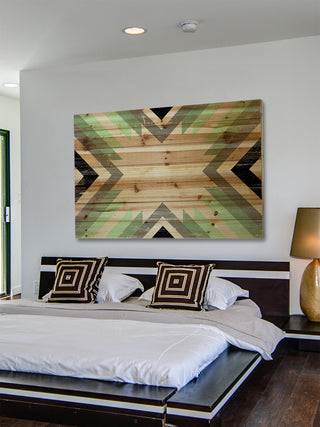 "Green Paths" Painting Print on Natural Pine Wood