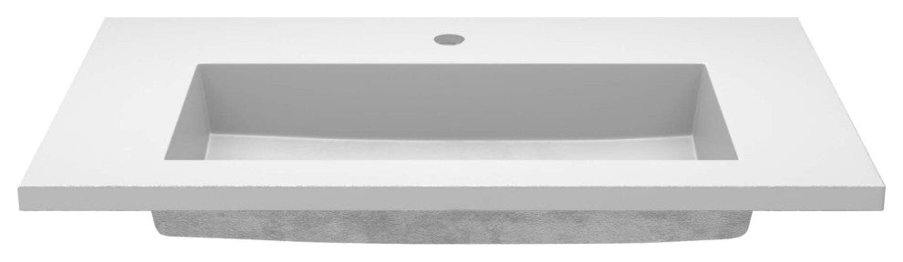36" Capistrano Vanity Top with Integral Sink, Pearl, Single Faucet Hole