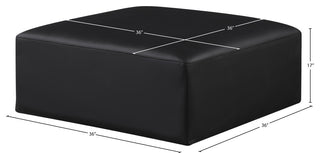 Cube Upholstered Modular Component, Black, Vegan Leather, Ottoman