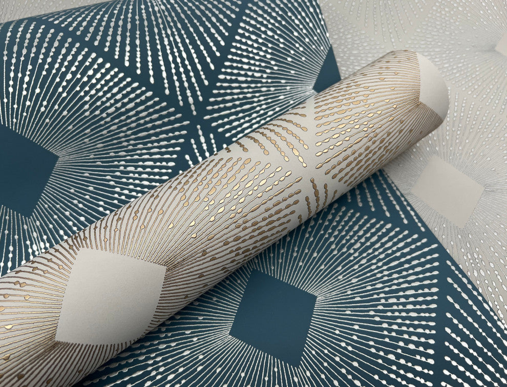 Blue & Silver Harlowe Wallpaper