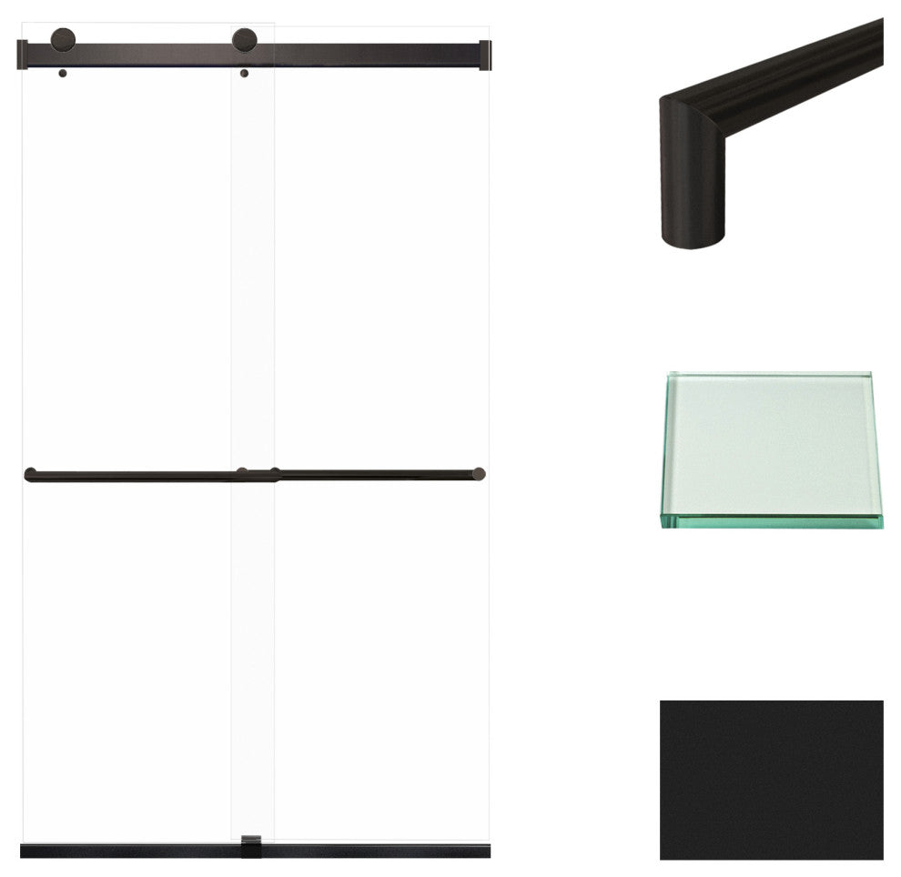 Transolid Brianna 48" W x 80" H Frameless Sliding Shower Door, Matte Black