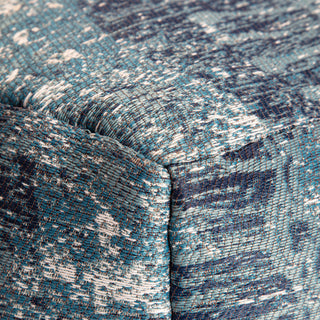 Les Cavaliers 20" x 20" x 20" Blue and Green Pouf