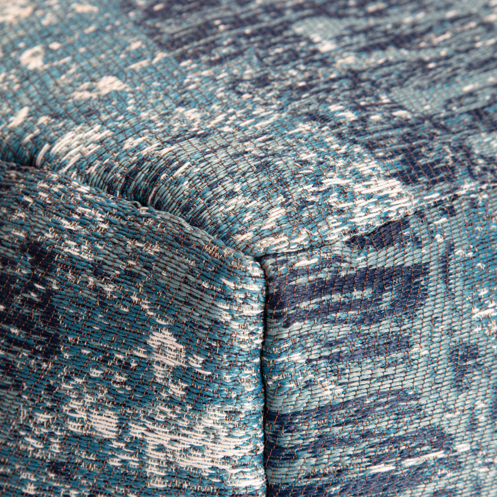Les Cavaliers 20" x 20" x 20" Blue and Green Pouf