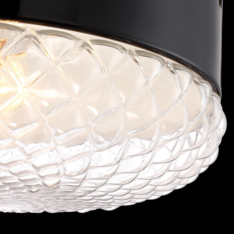 Corson Modern Light Pendant Polished Rose GoldWith Casted Weave Glass