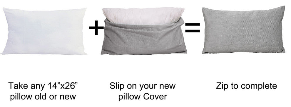 Milliken Plush Pillow Shell 2 Piece Set, Silver, 14" X 26"