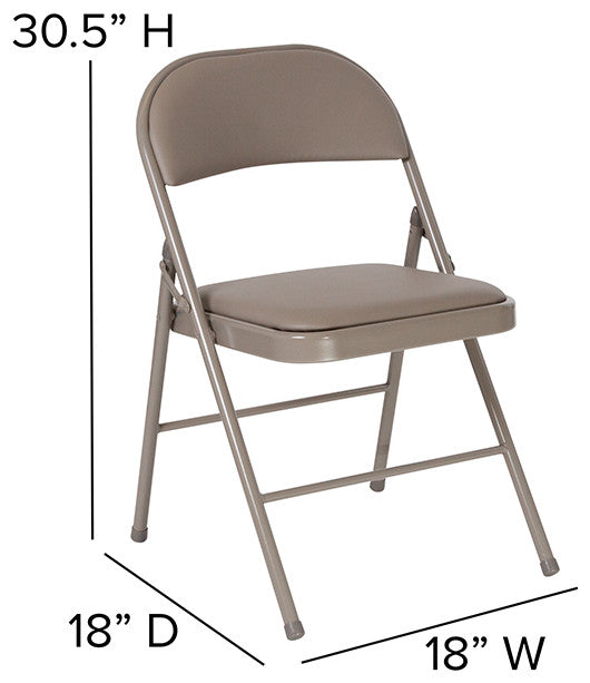 2 Pack HERCULES Series Double Braced Vinyl Folding Chair, Gray