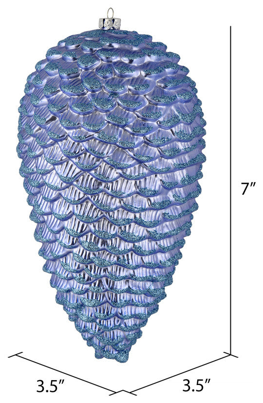 Vickerman N187229D 7" Periwinkle Matte Glitter Pinecone Christmas Ornament