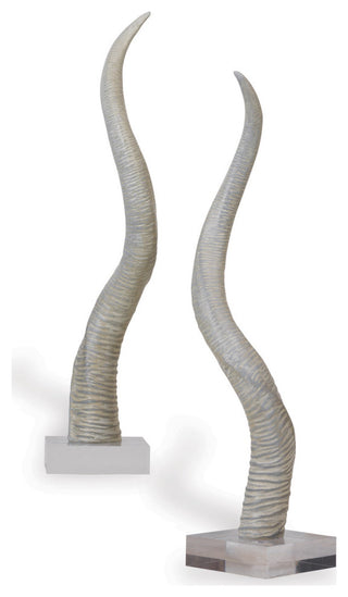 Safari Gray-White Horn Sculpture