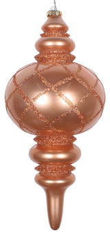 13" Rose Gold Candy Glitt Net Finial Orn