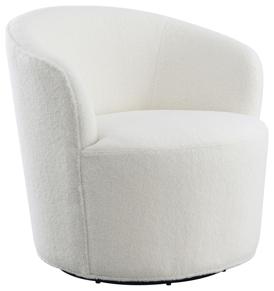 Joyce Upholstered Barrel Back Swivel Chair White