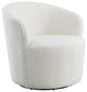 Joyce Upholstered Barrel Back Swivel Chair White