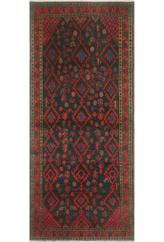 Fine Vintage Distressed Brantson Charcoal/Red Runner, 3'10x9'2