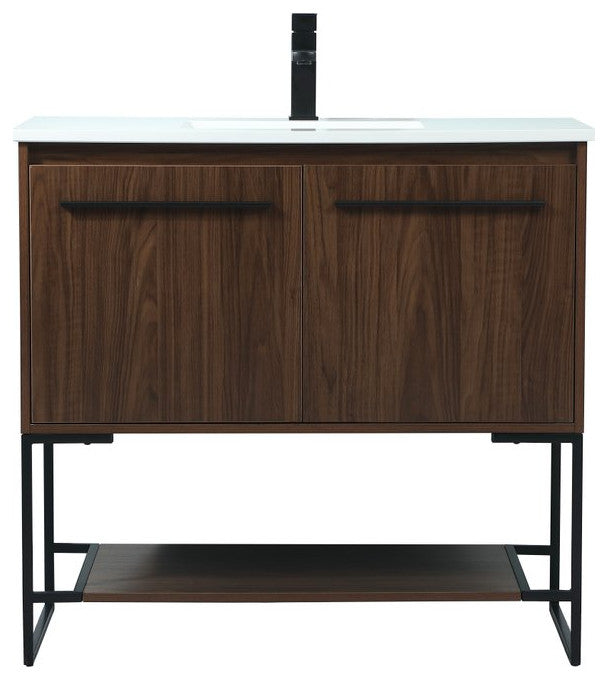 Sue 36" Single Bathroom Vanity, Walnut
