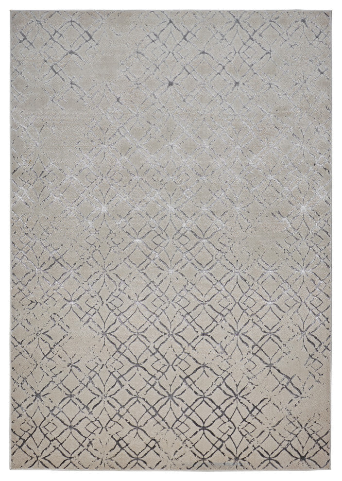 Weave & Wander Orin Modern Metallic Trellis Rug, Silver/Gray, 10'x13'2"