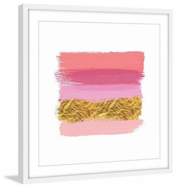 "Pink & Gold" Framed Painting Print, 18"x18"