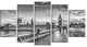 "Beautiful Black and White London View" Cityscape Wall Art, 60"x32", 5-Panels