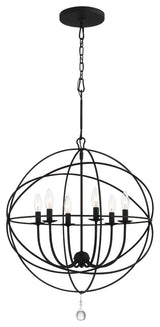Solaris 6-Light Black Sphere Chandelier, Clear Glass Drops