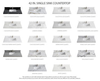 Chicago 42" Single Sink Bathroom Vanity, Black 2" Carrara Marble