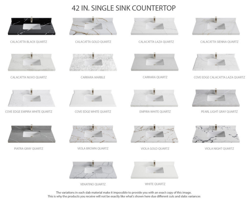 Chicago 42" Single Sink Bathroom Vanity, Black 2" Carrara Marble