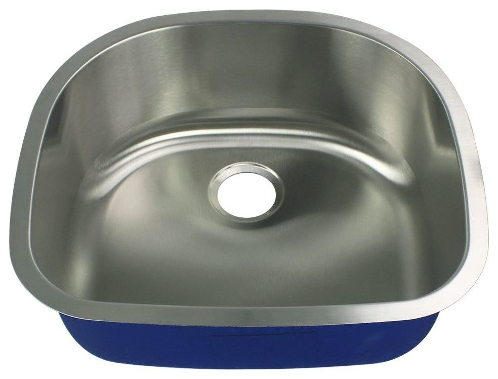 Transolid Meridian 23 5/8"x21"x9" D-Shape Single Undermount SS Kitchen Sink